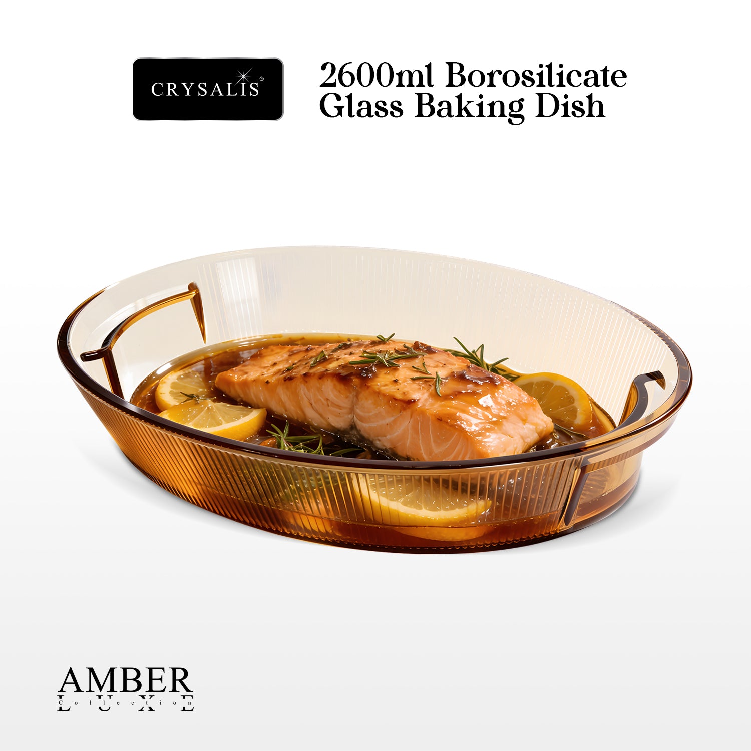 Crysalis Amber Luxe Borosilicate Glass Baking Dish Oven Safe Casserole Lasagna Bakeware