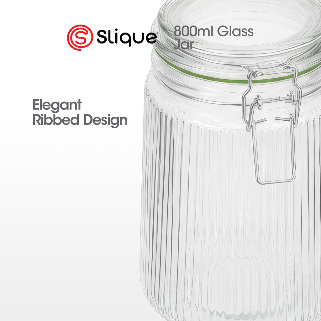 Slique Avotech Glass Jar Airtight Food Storage Container with Clip Lock Lid