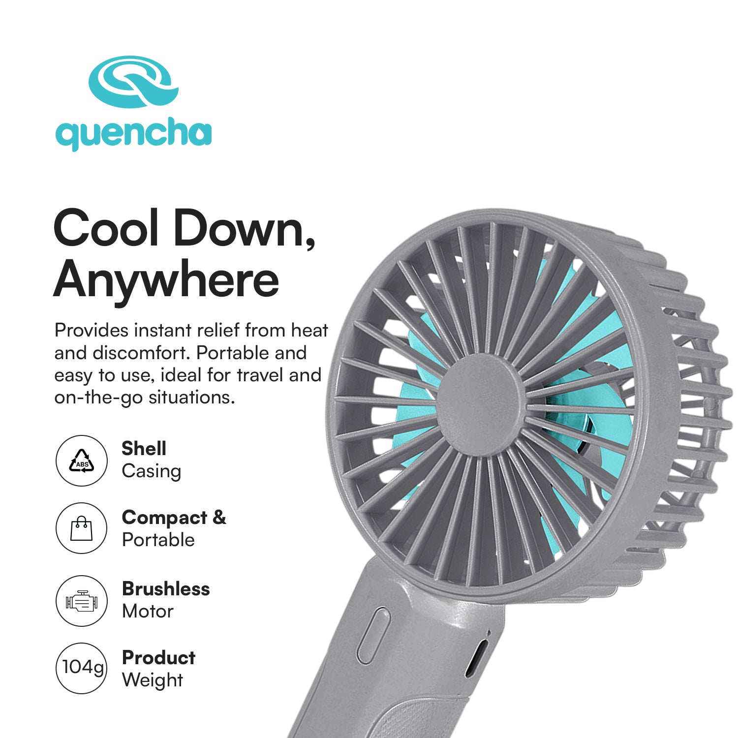 Quencha 18oz. & 37oz. Insulated Tumbler + Portable Fan with Flashlight – Perfect for Travel, Commute & Outdoors