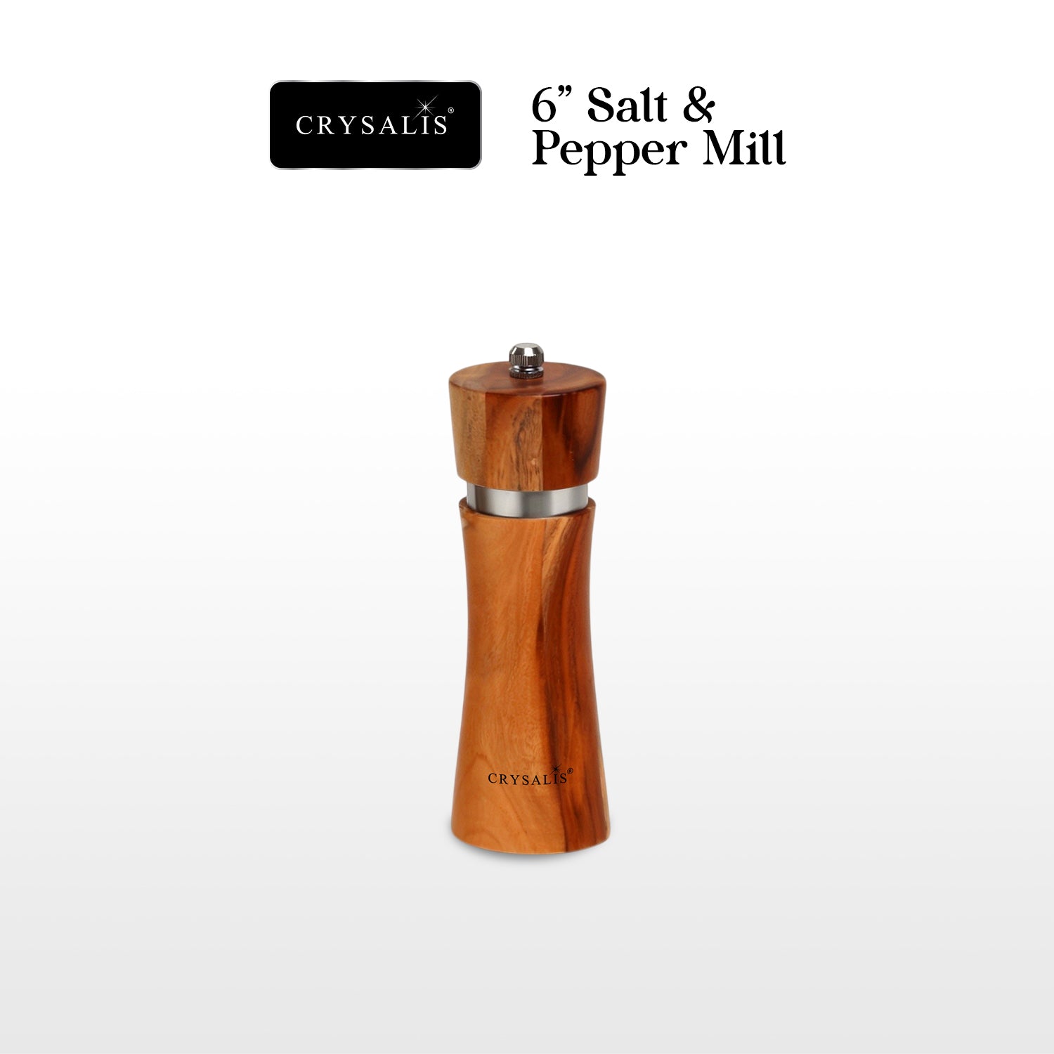 CRYSALIS Salt & Pepper Mill Manual Grinder Spice Container Seasoning Bottle Spice Storage Shaker Acacia Wood