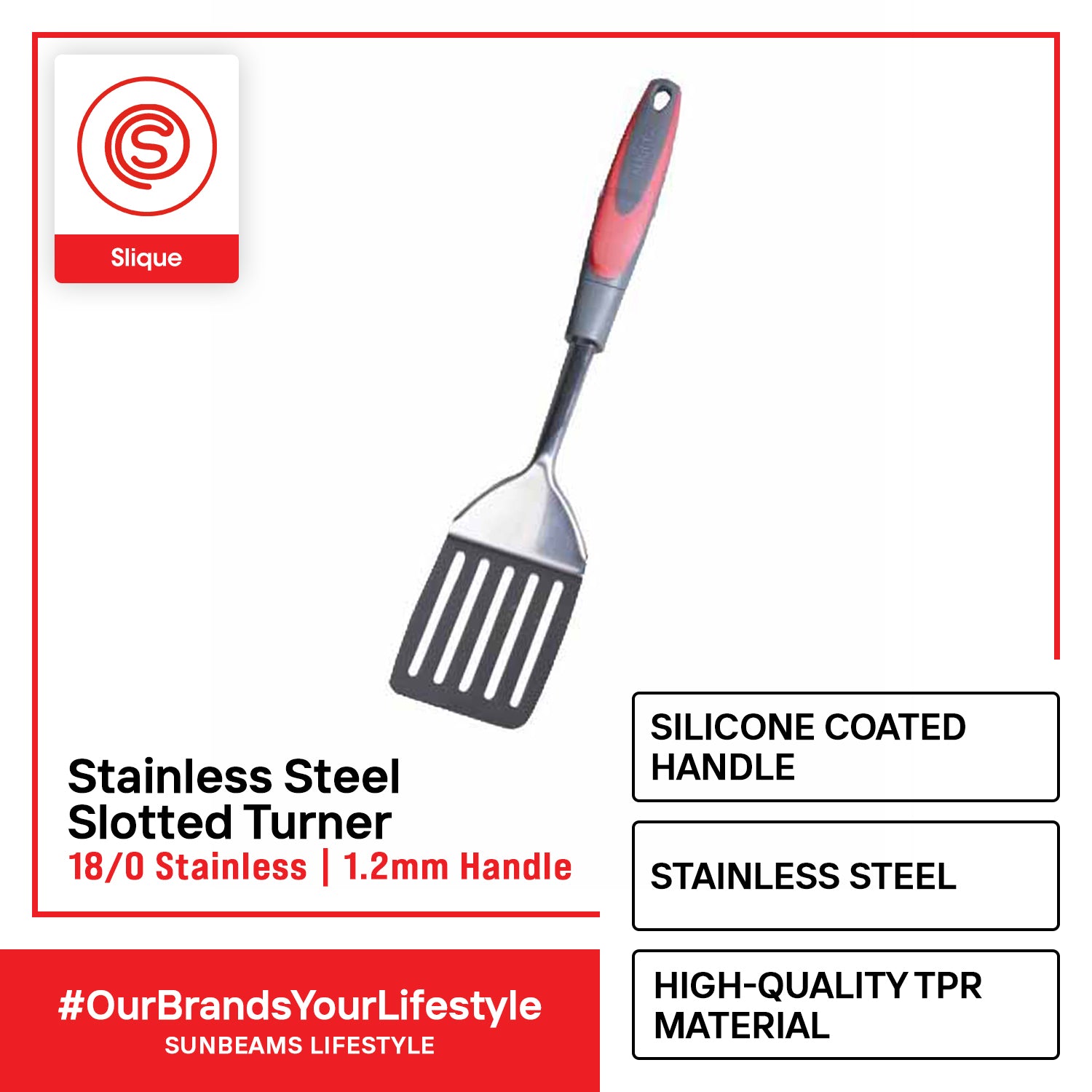 SLIQUE Cooking Utensils Skimmer Ladle Turner Slotted Pasta Spoon Serving Spoon