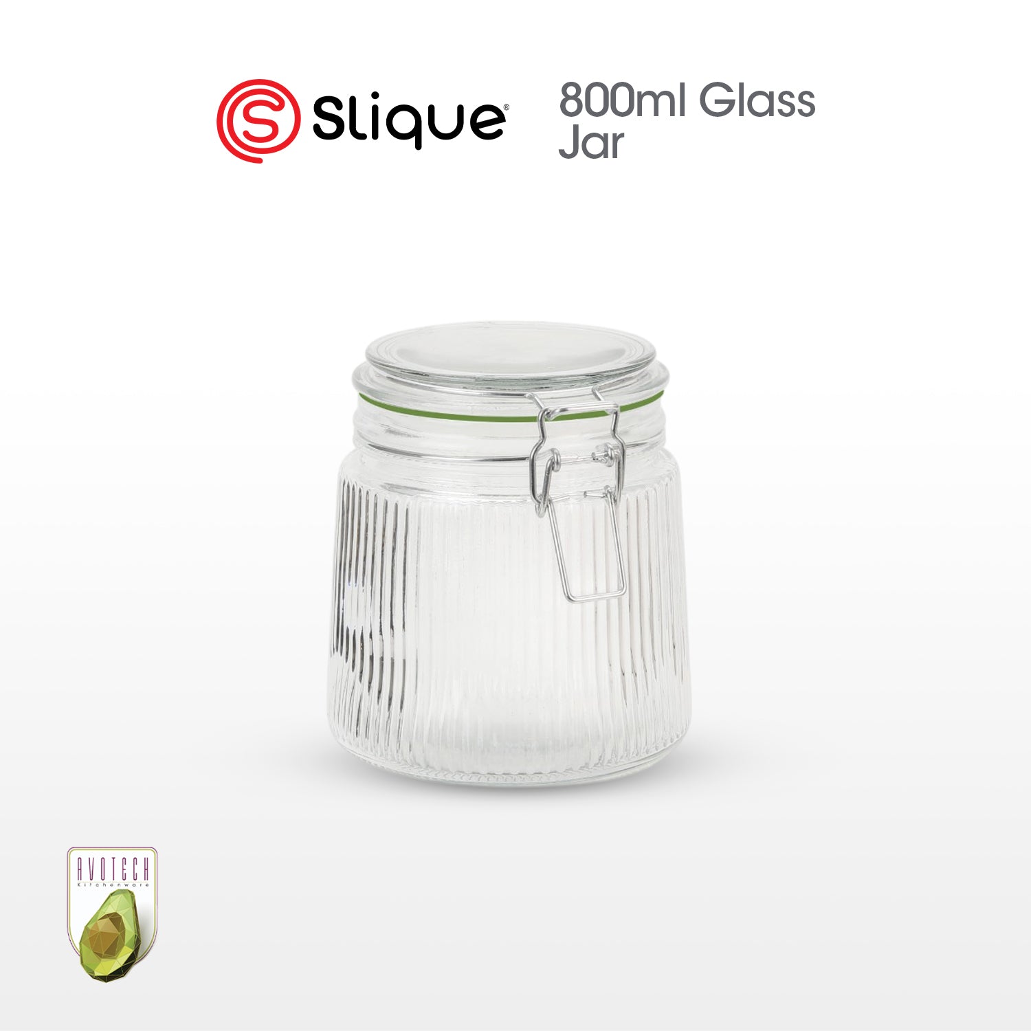 Slique Avotech Glass Jar Airtight Food Storage Container with Clip Lock Lid