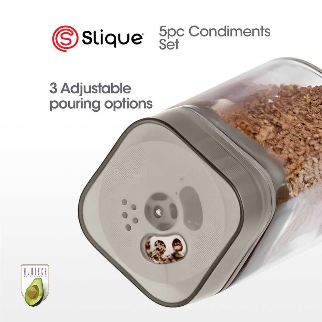 Slique AVOTECH Condiment Set Collection Oil Dispenser Spice Jars Salt & Pepper Set Kitchen Organizer