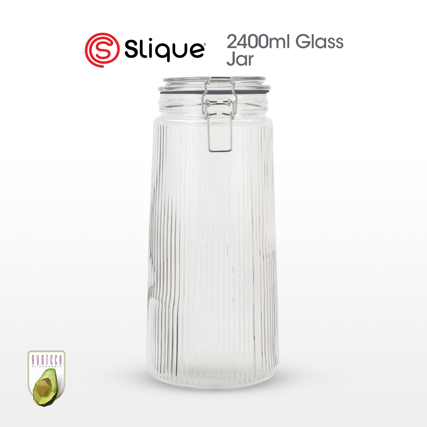 Slique Avotech Glass Jar Airtight Food Storage Container with Clip Lock Lid