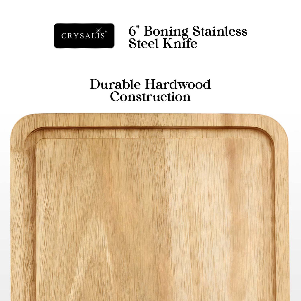 Crysalis Inox Carving Set 4-Piece Stainless Steel Knife and Fork with Acacia Wood Chopping Board and Storage Case