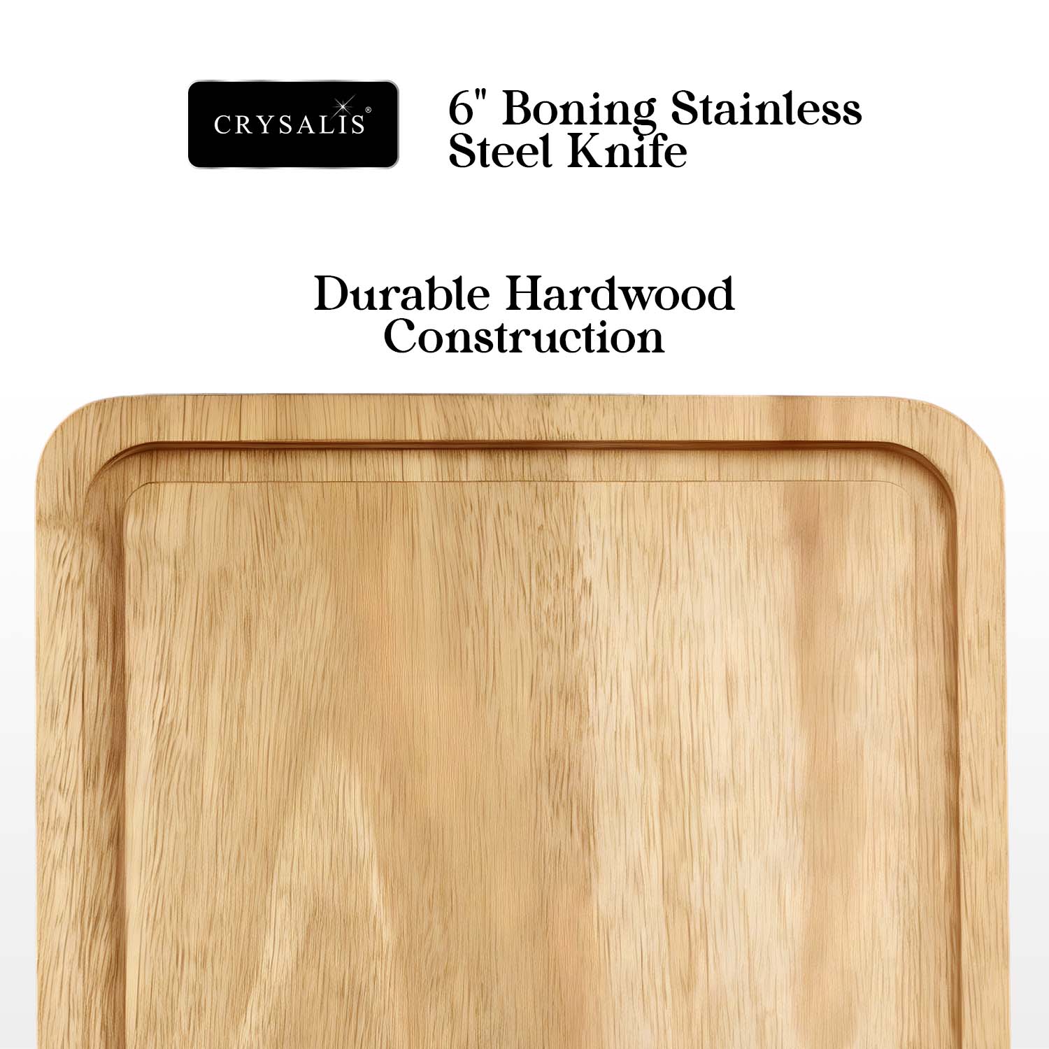 Crysalis Inox Carving Set 4-Piece Stainless Steel Knife and Fork with Acacia Wood Chopping Board and Storage Case