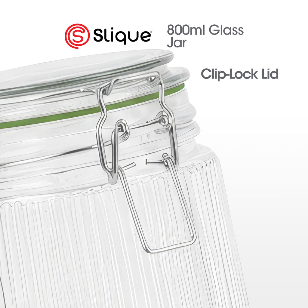 Slique Avotech Glass Jar Airtight Food Storage Container with Clip Lock Lid