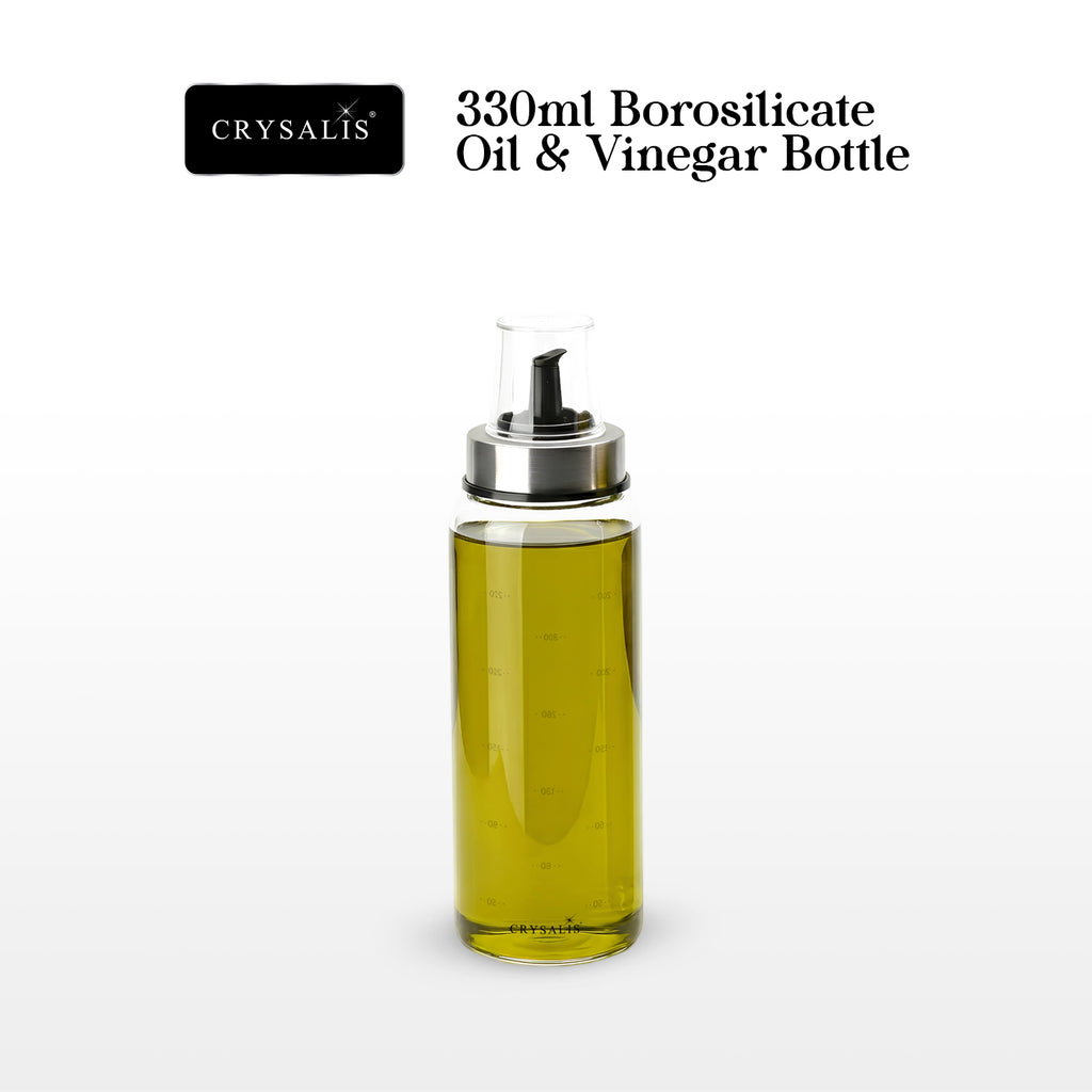 CRYSALIS Borosilicate Condiments Bottle (Sauce Dispenser, Oil & Vinegar) with Premium Durable Features