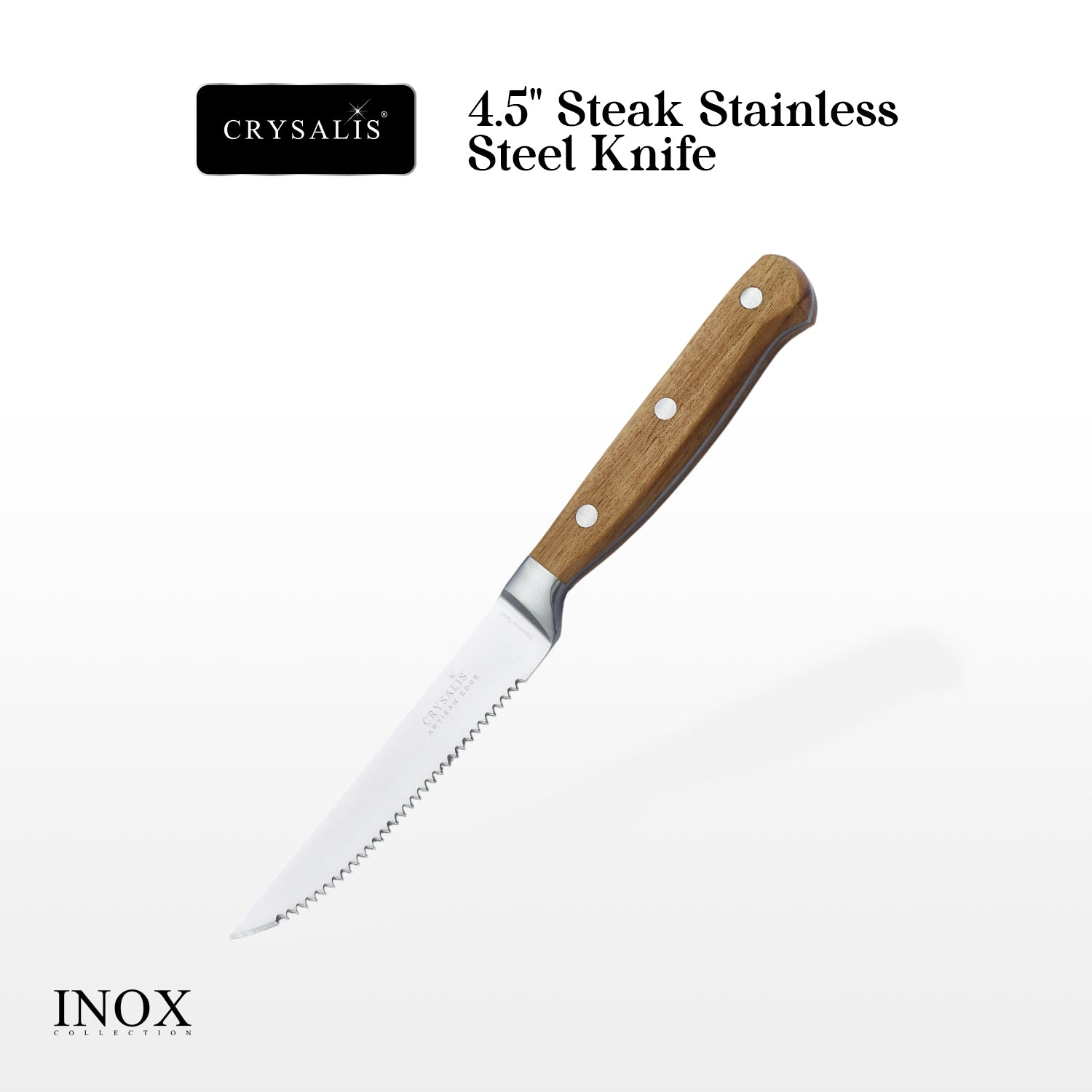 Crysalis Inox Collection Acacia Wood Stainless Steel Knives and Knife Block