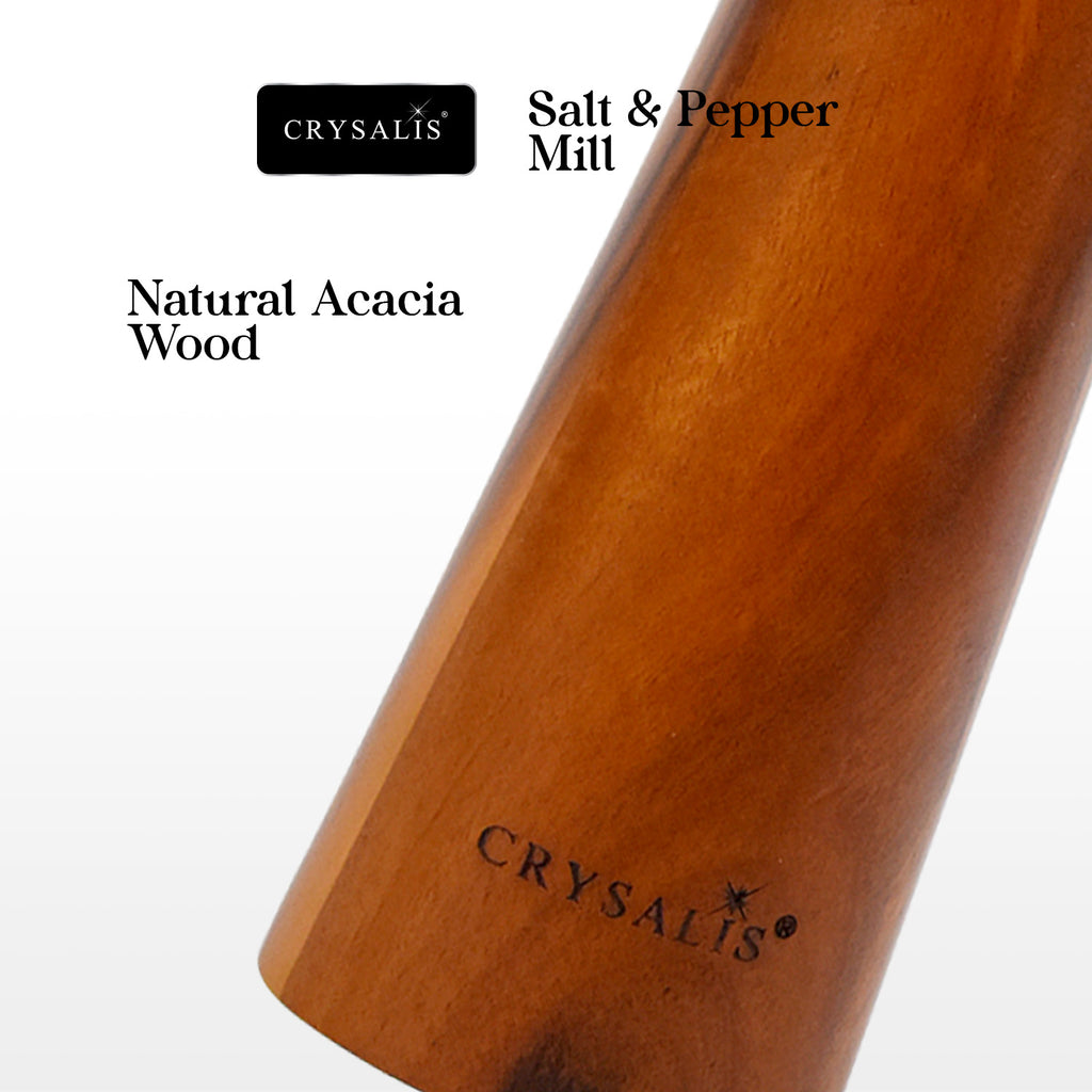 CRYSALIS Salt & Pepper Mill Manual Grinder Spice Container Seasoning Bottle Spice Storage Shaker Acacia Wood