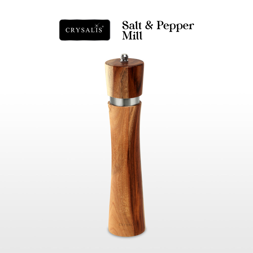 CRYSALIS Salt & Pepper Mill Manual Grinder Spice Container Seasoning Bottle Spice Storage Shaker Acacia Wood
