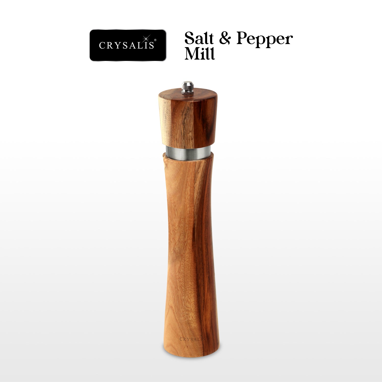 CRYSALIS Salt & Pepper Mill Manual Grinder Spice Container Seasoning Bottle Spice Storage Shaker Acacia Wood