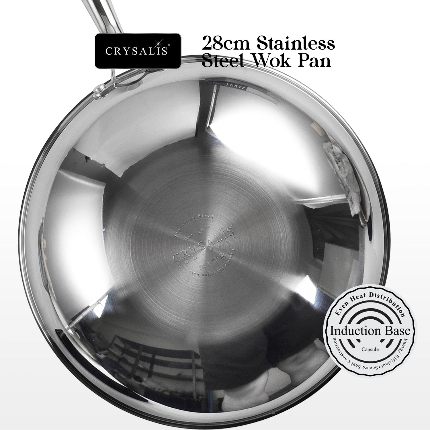Crysalis Inox Tri-Ply Stainless Steel Fry Pan Sauce Pan Dutch Oven Induction Compatible Heavy Duty Professional Cookware