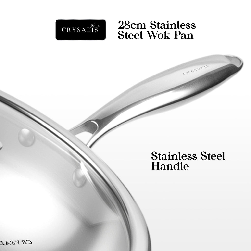 Crysalis Inox Tri-Ply Stainless Steel Fry Pan Sauce Pan Dutch Oven Induction Compatible Heavy Duty Professional Cookware