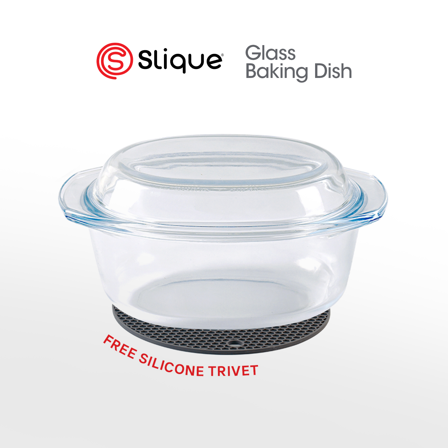 SLIQUE Borosilicate Glass Baking Dish Oven Safe Bakeware Casserole Dish with Lid Microwave Safe