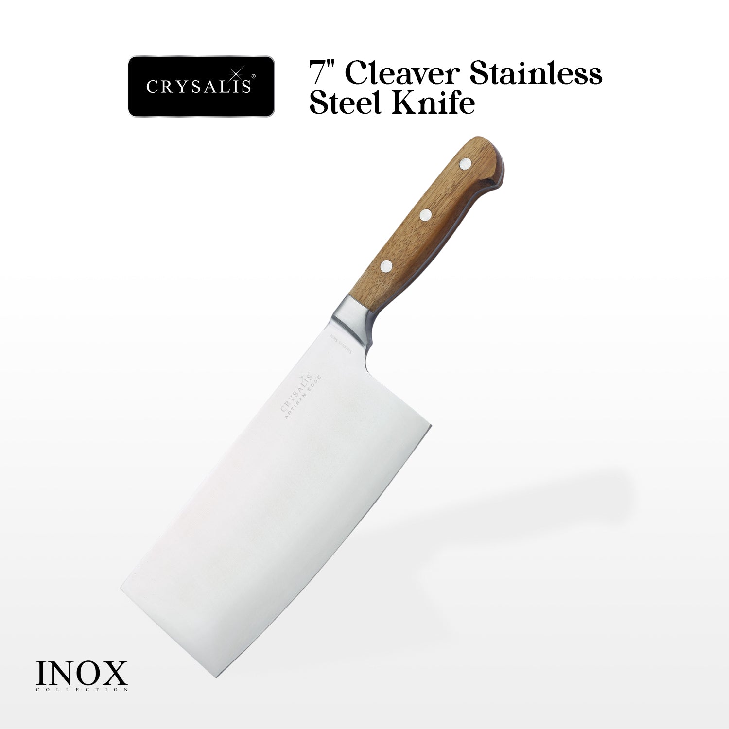 Crysalis Inox Collection Acacia Wood Stainless Steel Knives and Knife Block