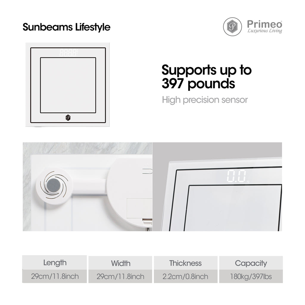 Primeo Digital Bathroom Body Weighing Scale Tempered Glass