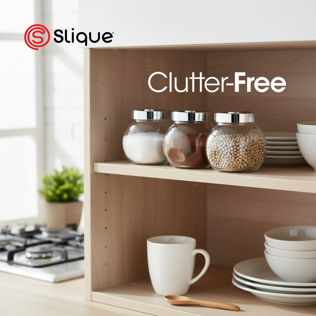 Slique Avotech Glass Jar Set 180ml (3pcs) - Airtight Pantry Food Storage Container for Spices,Coffee