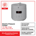 SLIQUE Electric Pressure Cooker 1.1 L | 24.5x23.8x25cm