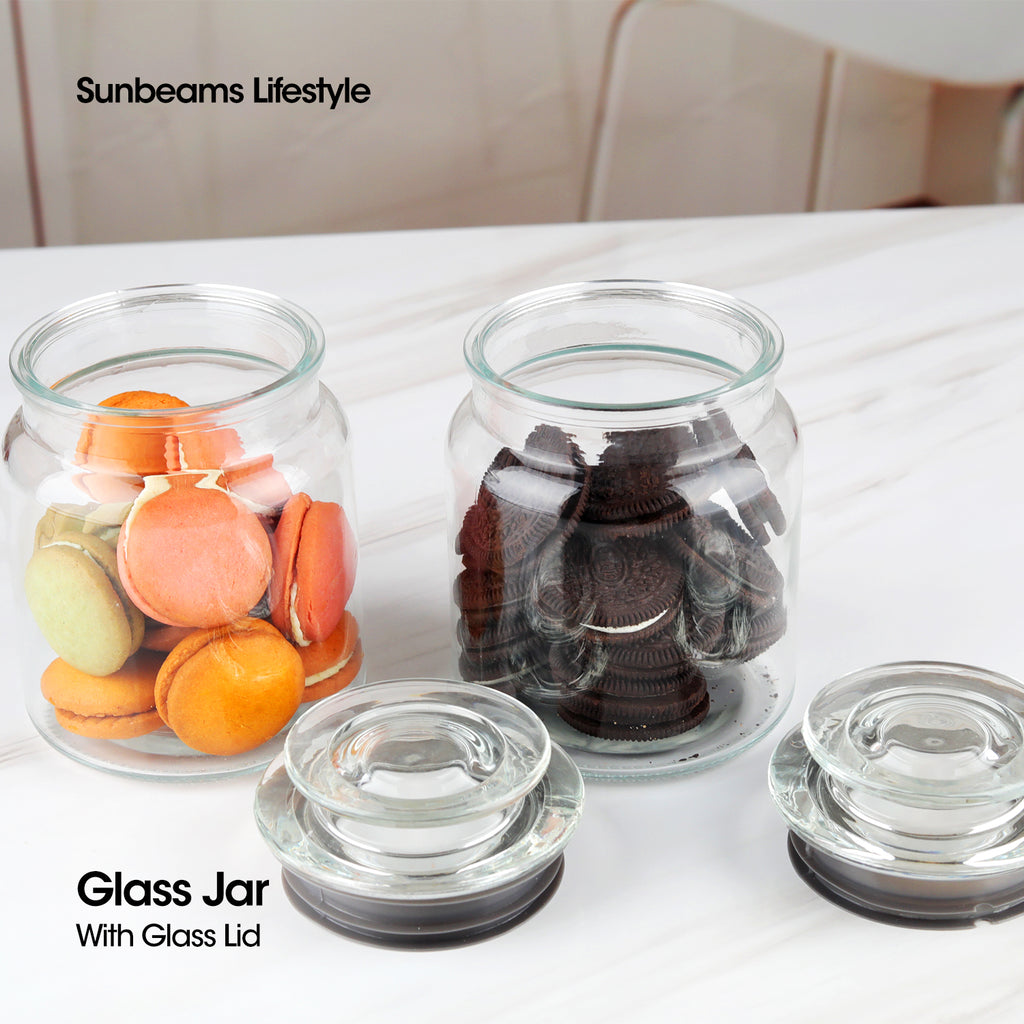 SLIQUE Premium Glass Jar w/ Glass Lid Airtight 700ml Set of 2