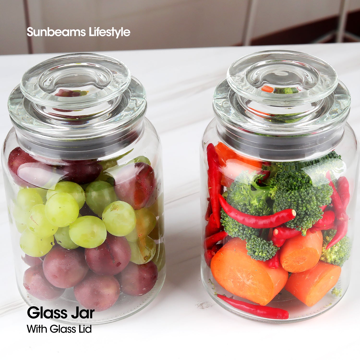 SLIQUE Premium Glass Jar w/ Glass Lid Airtight 1000ml|1L Set of 2