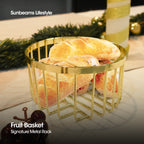 SIGNATURE by Slique Premium Kitchen Rack Metal Trivet | Napkin Holder | Fruit Basket | Utensil Holder | Tissue Roll Holder | Mug Rack | Pastry Stand - Gold Electroplate