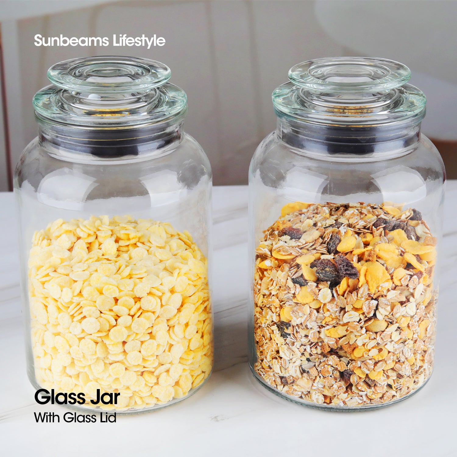 SLIQUE Premium Glass Jar w/ Glass Lid Airtight 1500ml|1.5L Set of 2