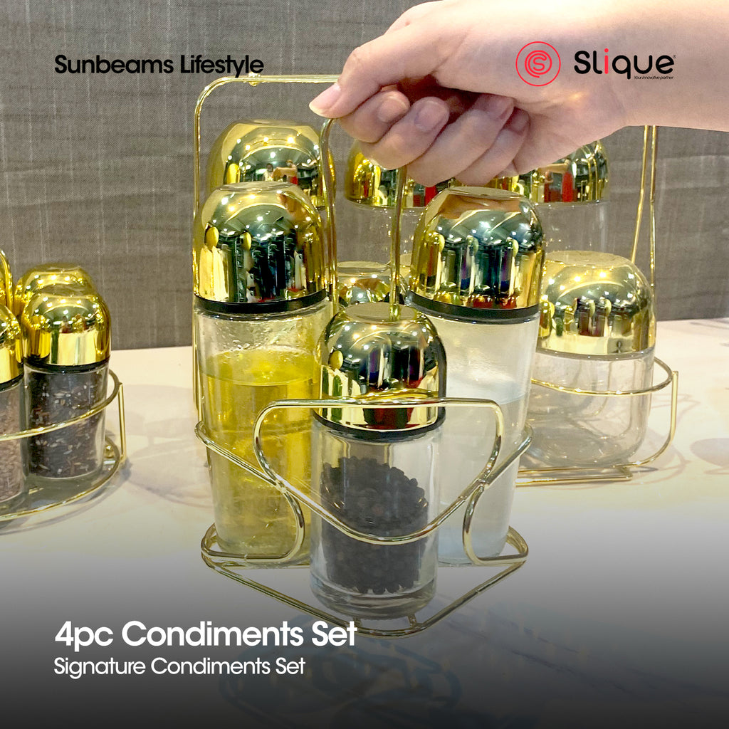 SIGNATURE by Slique Premium Kitchen Rack Metal Trivet | Napkin Holder | Fruit Basket | Utensil Holder | Tissue Roll Holder | Mug Rack | Pastry Stand - Gold Electroplate