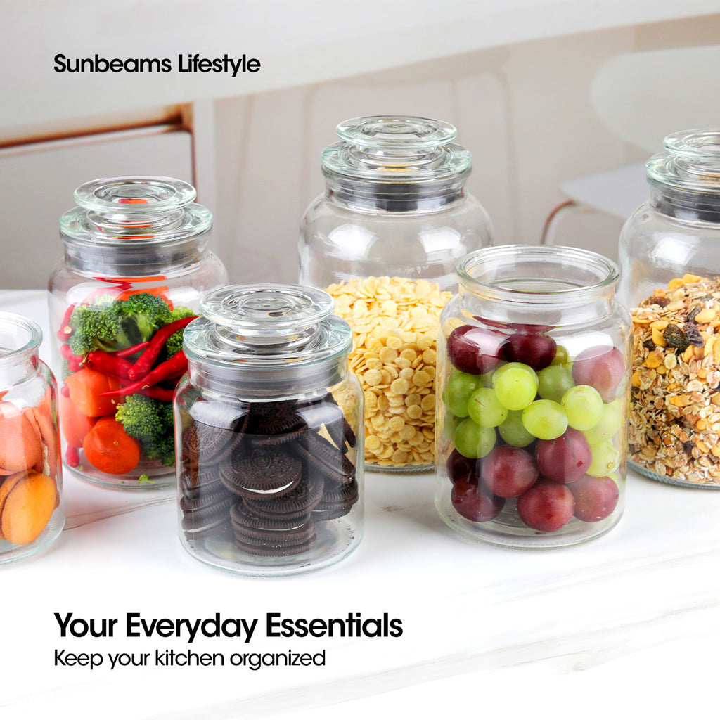 SLIQUE Premium Glass Jar w/ Glass Lid Airtight 700ml Set of 2