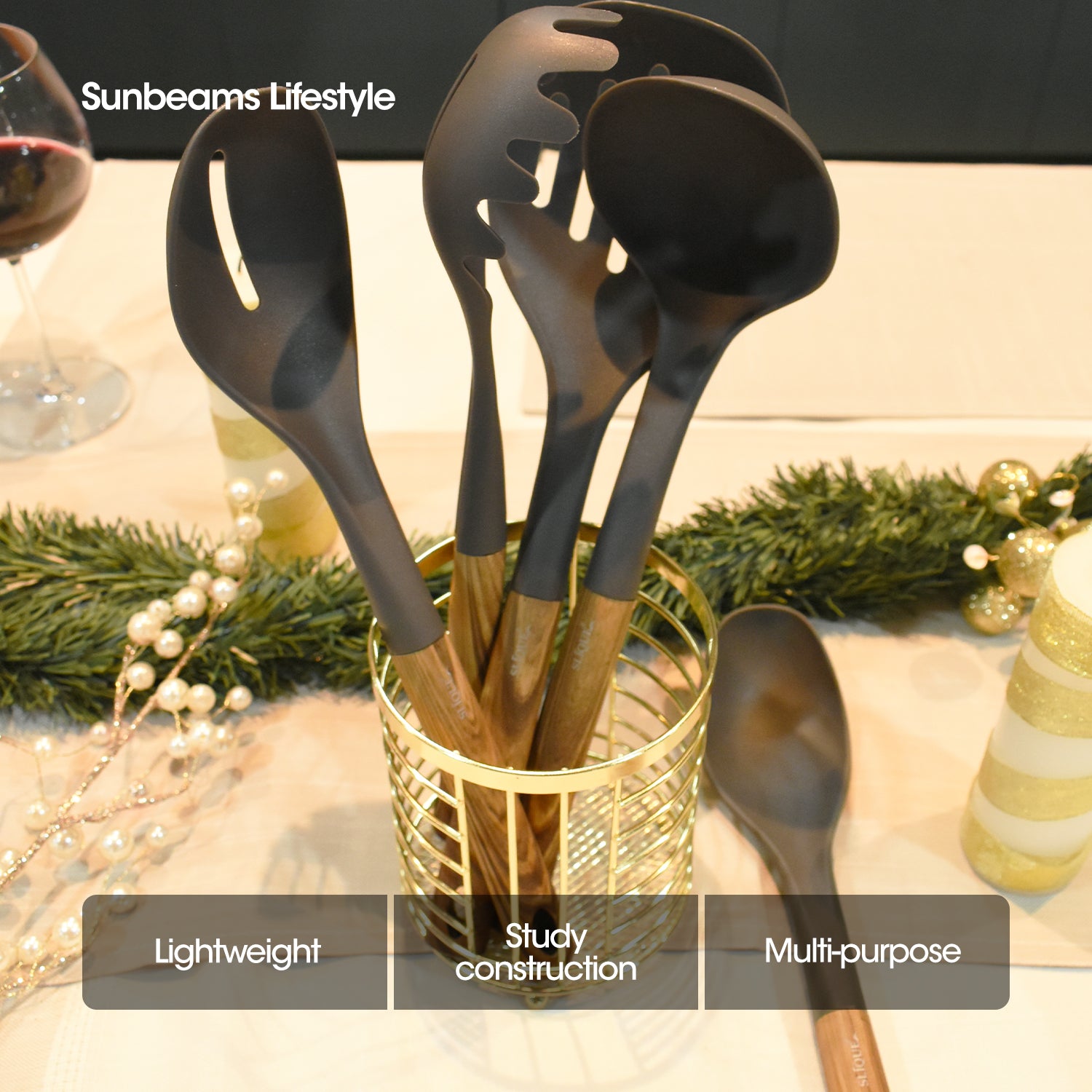 SIGNATURE by Slique Premium Kitchen Rack Metal Trivet | Napkin Holder | Fruit Basket | Utensil Holder | Tissue Roll Holder | Mug Rack | Pastry Stand - Gold Electroplate