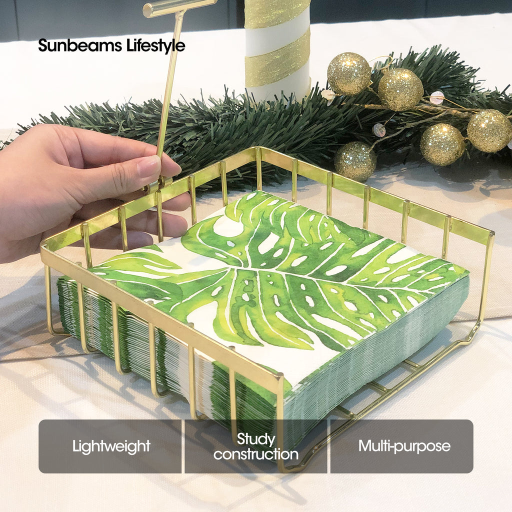 SIGNATURE by Slique Premium Kitchen Rack Metal Trivet | Napkin Holder | Fruit Basket | Utensil Holder | Tissue Roll Holder | Mug Rack | Pastry Stand - Gold Electroplate