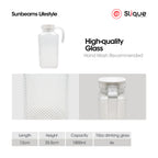 SLIQUE Premium Glass Pitcher w/ Grey Lid 1800 ml, Diamond Collection