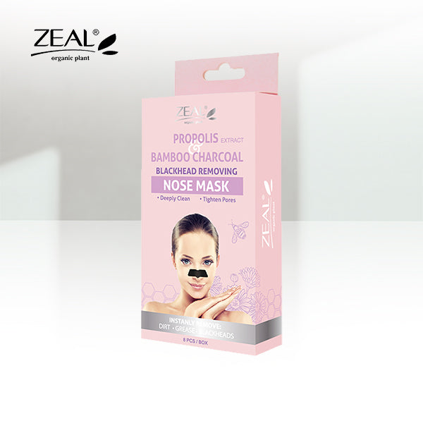 ZEAL Premium Nose Mask Skin Care Propolis Extract & Bamboo Charcoal Uproots Black Heads  Pack of 8